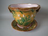Minton Majolica Bamboo & Flower Jardiniere & Stand