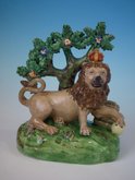Walton Staffordshire Pearlware Bocage Lion Figure