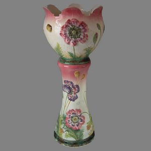 Massier Majolica Jardinere and Stand (matched)