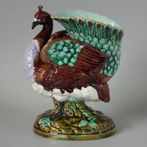 Majolica Peacock Vase