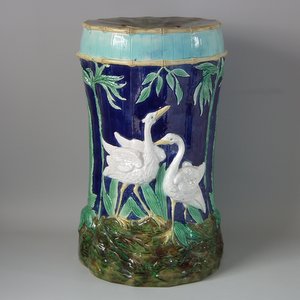 Forester Majolica stork & bamboo garden seat