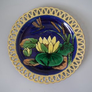 Wedgwood Majolica Lily Plate with Pierced Rim
