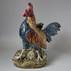 Choisy Majolica Rooster/Cockerel by Louis Carrier Belleuse