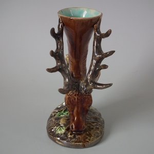 Holdcroft Majolica Stag Head Vase