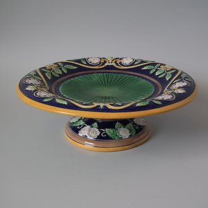 George Jones Majolica Dog Rose Compote