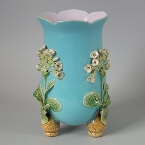 Minton Majolica Floral Vase with Bulb Feet