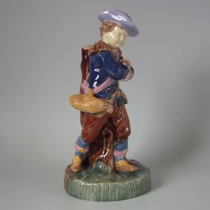 Copeland Majolica Figure of Boy titled 'WINTER'