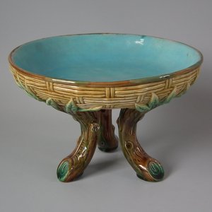 George Jones Majolica bamboo compote
