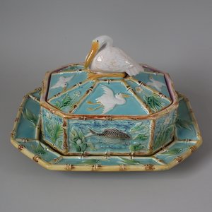 George Jones Majolica Pelican Sardine Dish