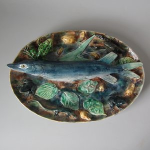Longchamp French Palissy Majolica Pike Platter