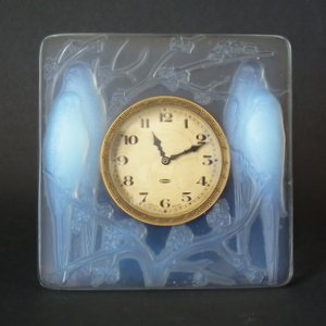 Rene Lalique Opalescent Glass 'Inseparables' Clock