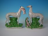 Pair Staffordshire Dalmatians/Whippets With Hares