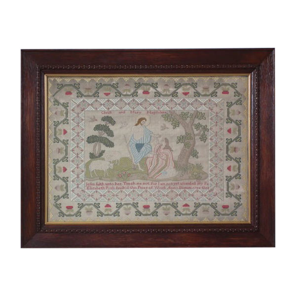 Antique Sampler, 1786, by Elizabeth Ross. Biblical Scene - ID#20944 Image 1
