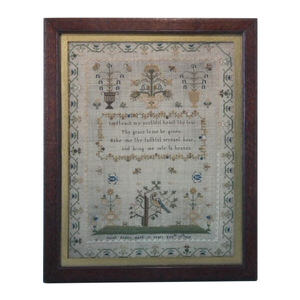 Antique Sampler, 1835, stitched by Sarah Nodes