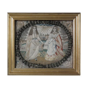 Charles II Antique Silkwork Embroidery Picture with Raised Work
