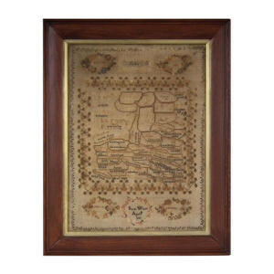 Antique Map Sampler, 1848, by Sarah Wilson