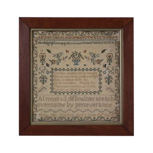 Antique Sampler, 1832, 'Perseverance' by Maria Sills