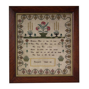 Antique Silkwork Sampler, 1808, by Elizabeth Witham