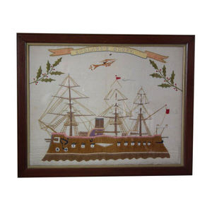 Sailors Woolwork Picture of 'England's Glory', Circa 1914