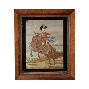 Embroidered Silkwork Picture of Boy on A Horse