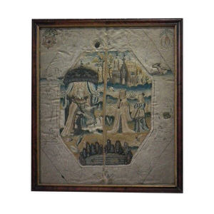 Charles II Antique Stumpwork Embroidery Picture