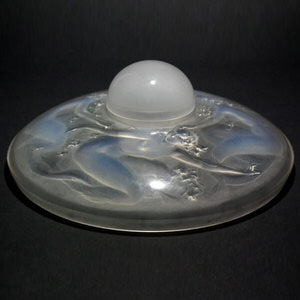 René Lalique Opalescent glass 'Quartre Sirenés' inkwell