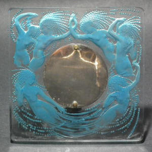 René Lalique Clear with blue staining Glass 'Naiades' Photo frame