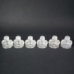 René Lalique Set 6 Glass 'Deux figurines' Menu holders