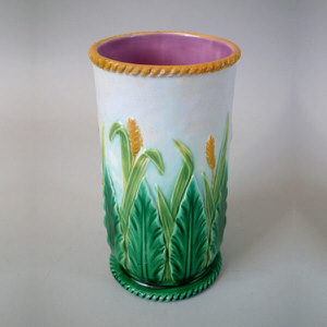 George Jones Majolica wheat vase