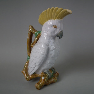 Brownfield Majolica cockatoo jug/pitcher