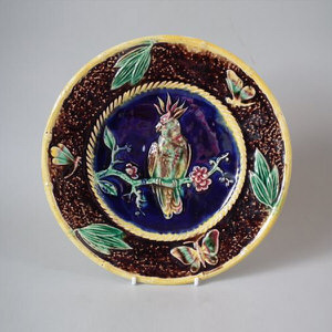 Majolica Parrot and Butterfly plate