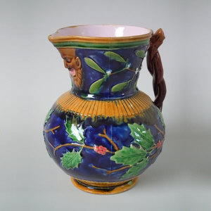 Minton Majolica holly & misletoe Christmas pitcher