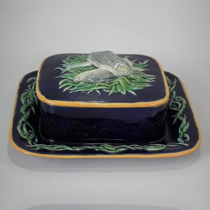 Minton Majolica Sardine Dish and Cover