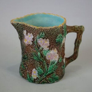 George Jones Majolica blossom pitcher