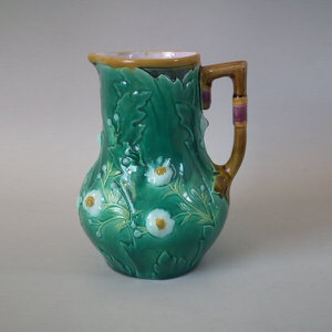 Minton Majolica Jug/Pitcher with Flowers & Leaves