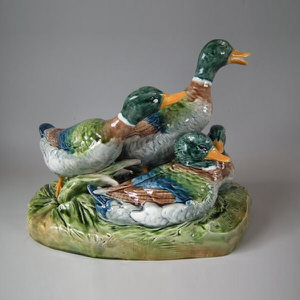 Royal Dux Majolica Mallard Group by Otto Jarl