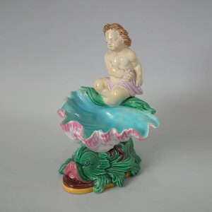 George Jones Majolica Merman Dish