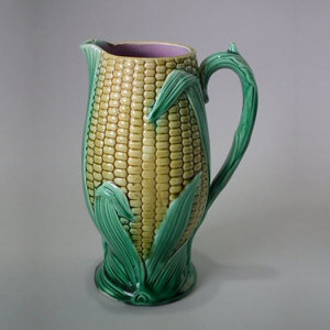 Small Majolica Corn Pitcher
