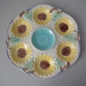 Samuel Lear Majolica Sunflower Oyster plate
