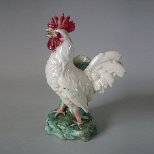 Delphin Massier Majolica Cockerel Figural Vase