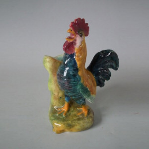 Delphin Massier Majolica Cockerel Posy Vase