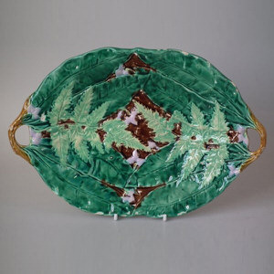 Majolica Platter with Fern, Leaf and Flower Pattern