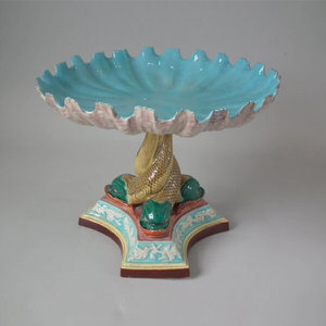 Royal Worcester Majolica Dolphin Compote