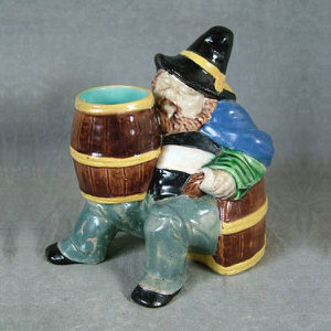 Majolica gnome match holder