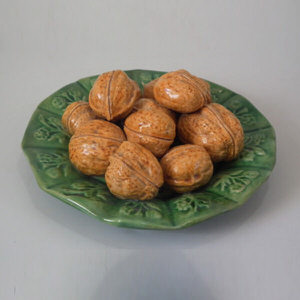 JFS Majolica Palissy walnut plate