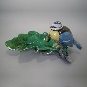 Minton Majolica blue tit nut dish (Wilbraham tray)