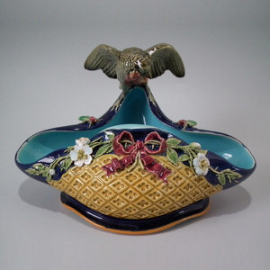 Minton Majolica bird & insects dish