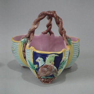 Majolica Cockatoo basket