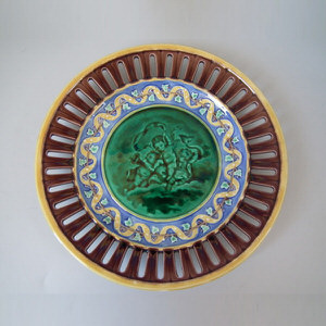 Wedgwood Majolica reticulated pictorial plate