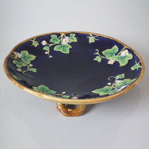 George Jones Majolica floral compote
